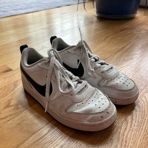Nike Kids White and Black Court Borough Low Sneaker